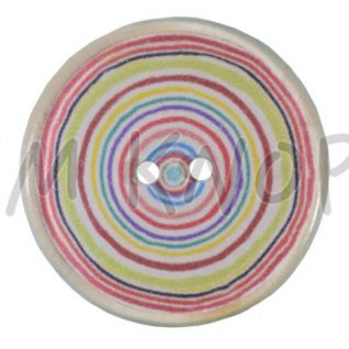 Jim Knopf plastknapp viser et fargerike sirkler.
